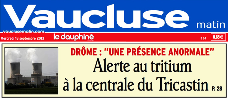 Vaucluse_Matin_La_Une_Tritium_Tricastin_750_18_09_2013